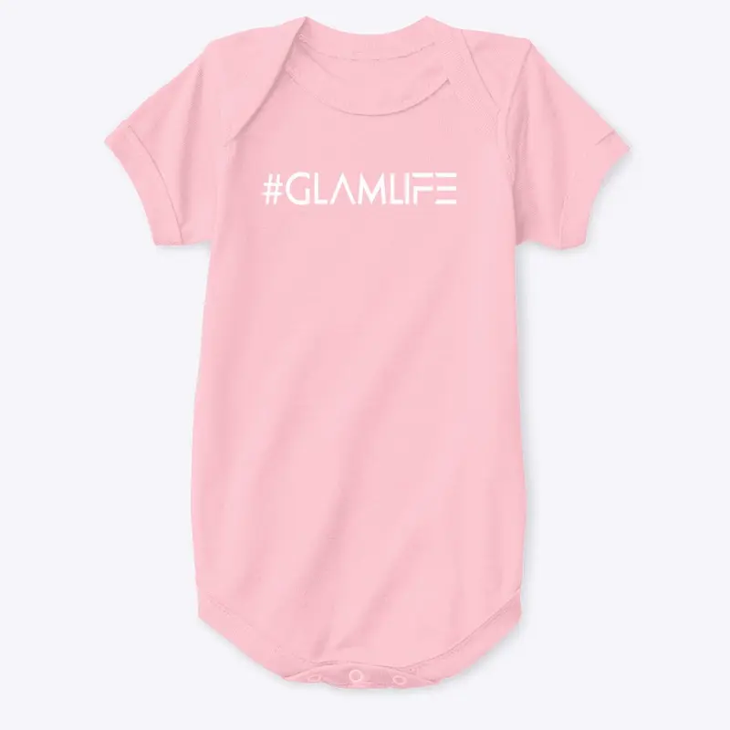 #GLAMLIFE BABY ONESIE WHITE LOGO